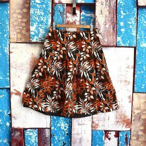 Women's Ecologie Floral Linen Skirt Lined Beach Boho Midi Modest Zip PRE-OWNED